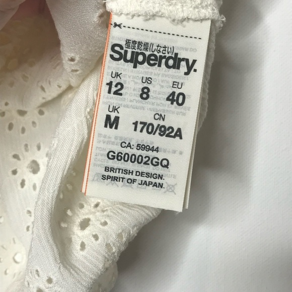 NWT Superdry White Amiee Bardot Eyelet Crop Top - Picture 5 of 8